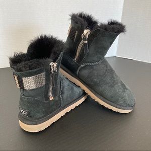 UGG | AZTEC WOVEN SUEDE BOOTS WITH FUR TRIM | US6